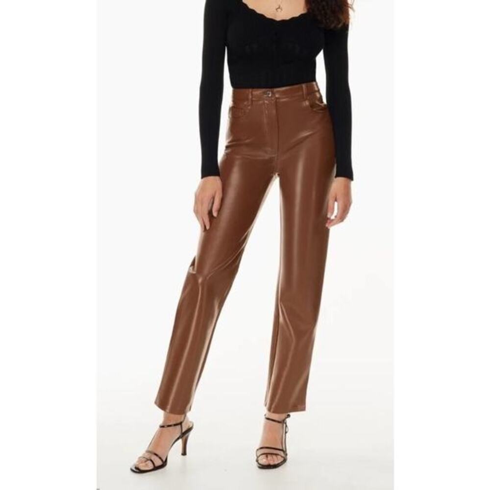 Wilfred by Aritzia The Melina Pant Vegan Leather Patina Brown size 4
